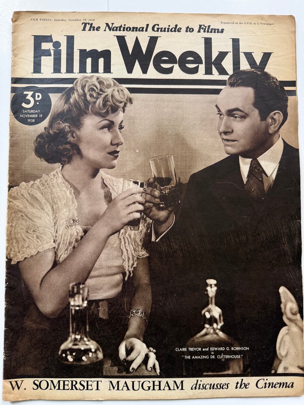 1938 Edward G Robinson Magazine Amazing Dr. Clitterhouse Little CaesarKey Largo